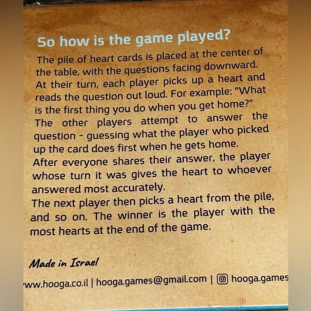 HOOGA Connecting Hearts Card Game From Israel Rare Kids Artza Family Love